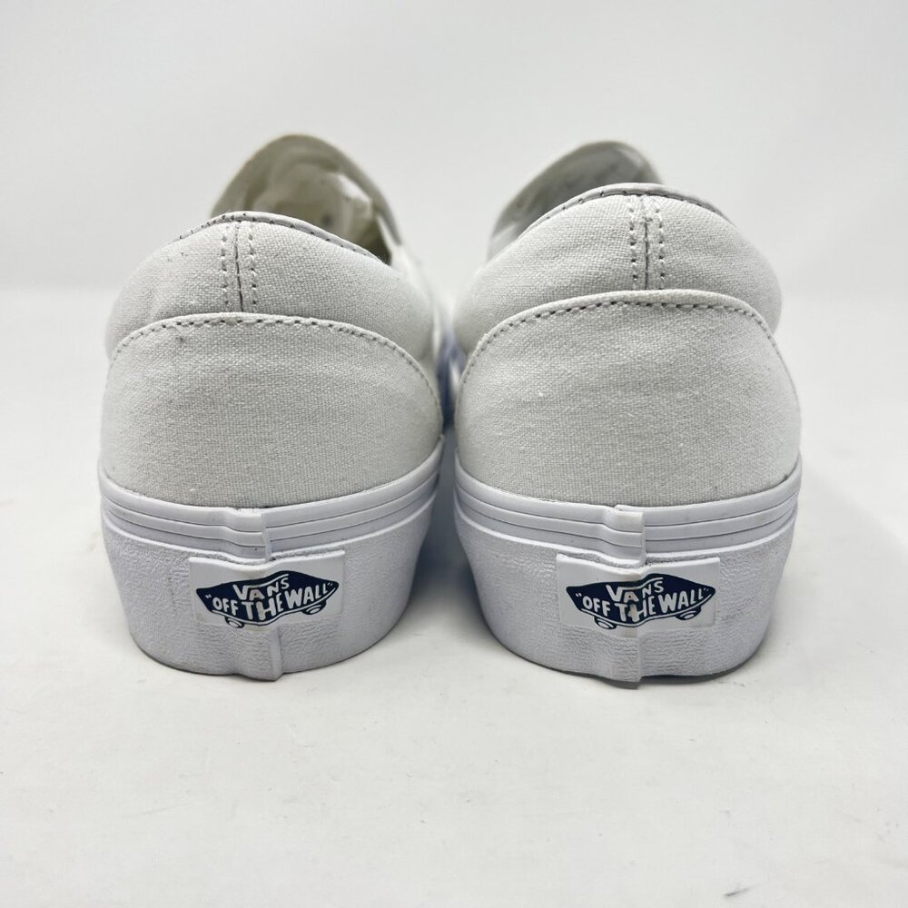 Vans Mens 8 Wm 9.5 Classic Slip On Solid White Skater Sneaker Shoes Indie Boho - Picture 3 of 10